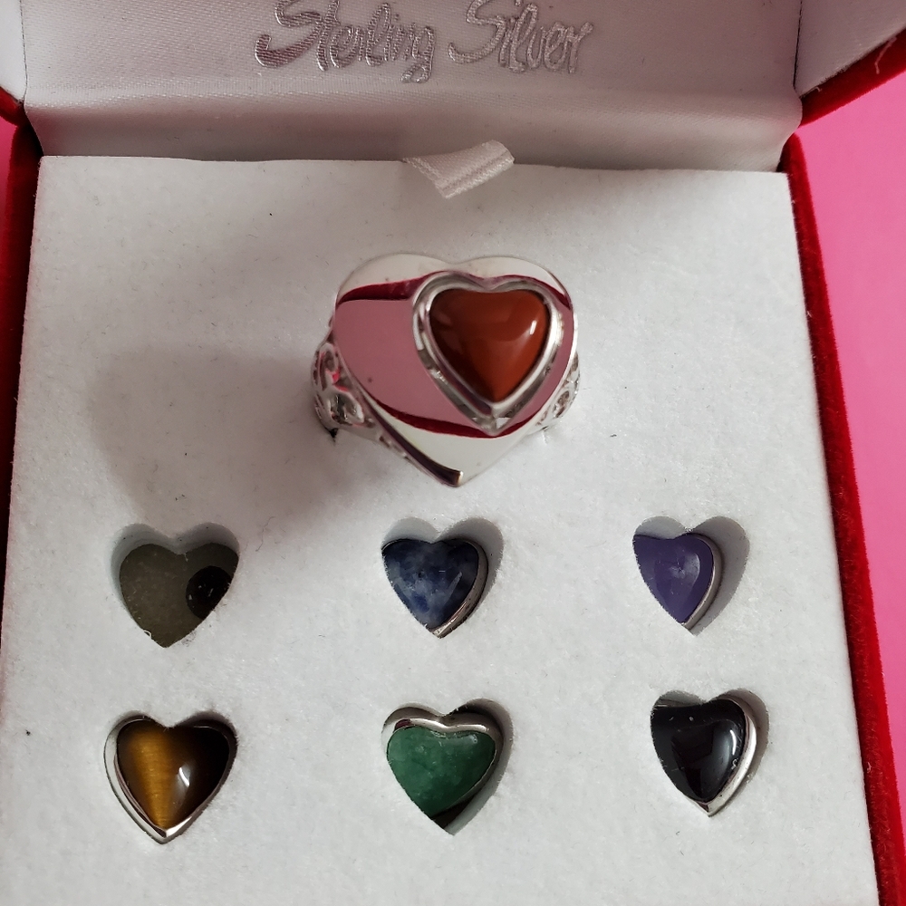 Sterling Silver 925 Heart Gemstone Ring - Picture 9 of 9